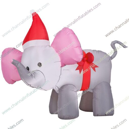 inflatable Xmas elephant with pink ear