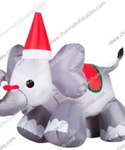 inflatable elephant with Santa hat