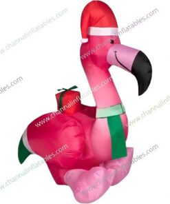inflatable flamingo with Santa hat