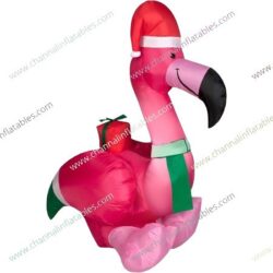 inflatable flamingo with Santa hat