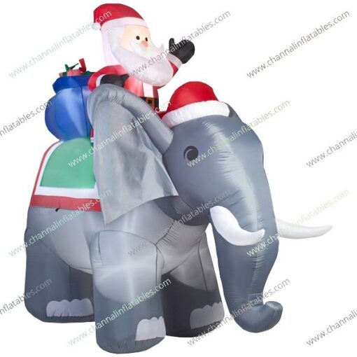 inflatable Santa riding elephant