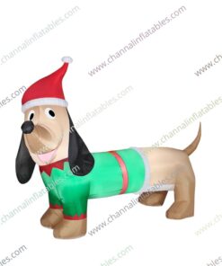 inflatable Dachshund with Santa hat
