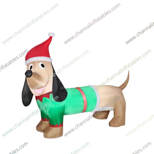 inflatable Dachshund with Santa hat