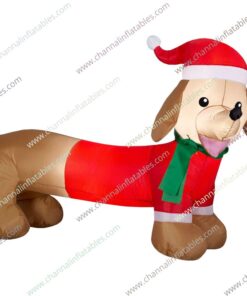 inflatable dachshund with santa coat