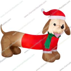 inflatable dachshund with santa coat