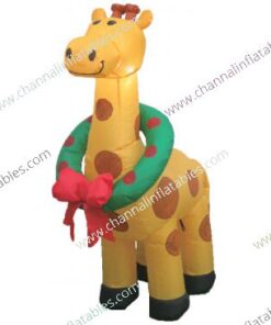 inflatable giraffe with wreath