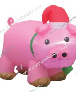 inflatable Christmas pink pig