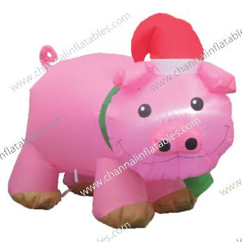 inflatable Christmas pink pig