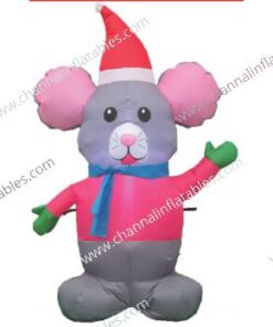 inflatable Christmas mouse with pink ear