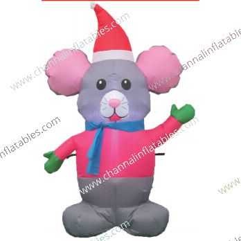 inflatable Christmas mouse with pink ear