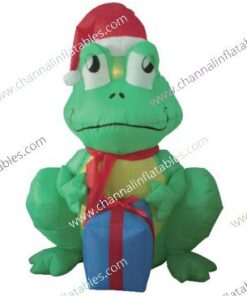 inflatable Christmas frog with gift