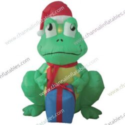 inflatable Christmas frog with gift