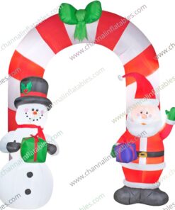 inflatable Santa snowman candy cane arch