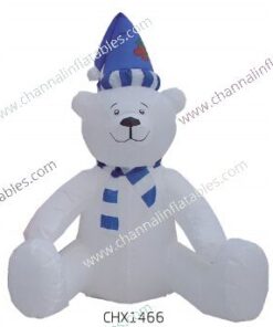 inflatable polar bear with blue hat