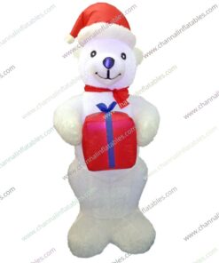 inflatable polar bear holding gift
