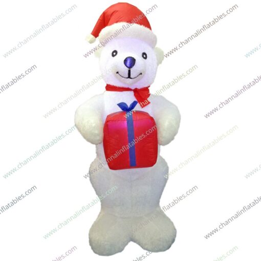 inflatable polar bear holding gift