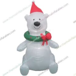 inflatable polar bear with wreath