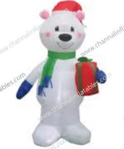 inflatable polar bear with gift