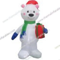 inflatable polar bear with gift