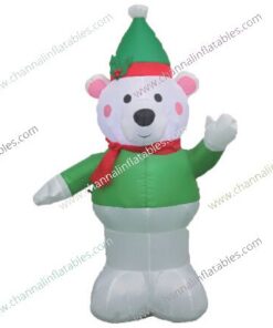 inflatable polar bear with green hat