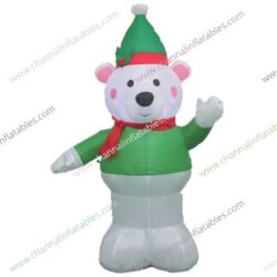 inflatable polar bear with green hat