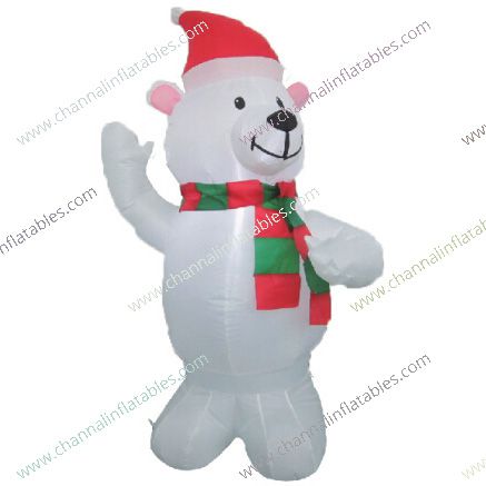 inflatable polar bear with santa hat