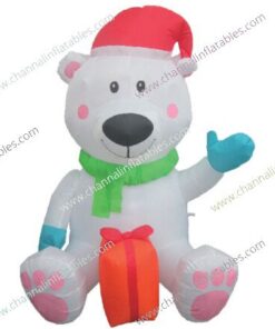 inflatable sitting polar bear with gift