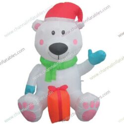 inflatable sitting polar bear with gift