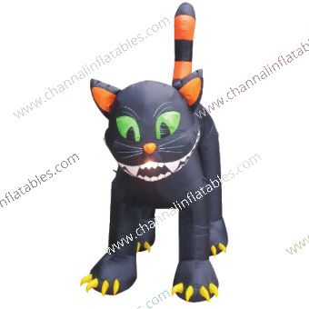 inflatable black cat with teeth