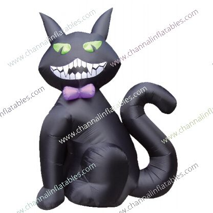 inflatable black cat with bow tie