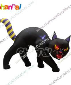 inflatable black cat with red eyes