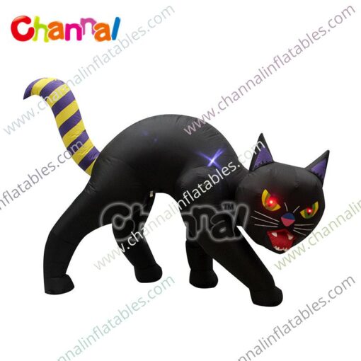 inflatable black cat with red eyes