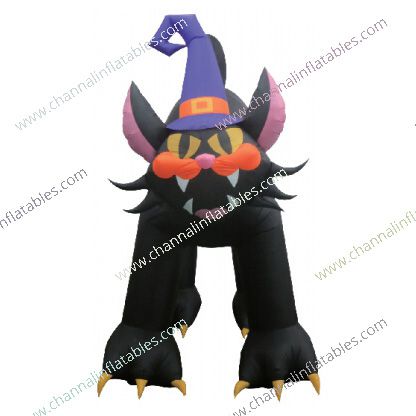 inflatable furry black cat with nails