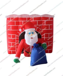 inflatable Santa in fireplace