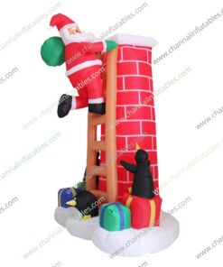 inflatable Santa climbing chimney