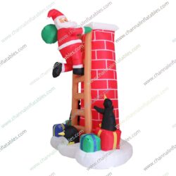 inflatable Santa climbing chimney