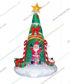 inflatable Santa under Christmas tree