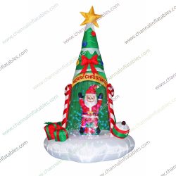inflatable Santa under Christmas tree