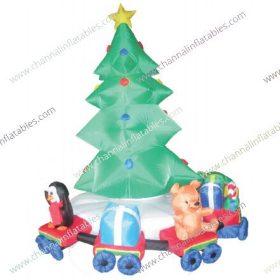 inflatable Christmas tree with gift train