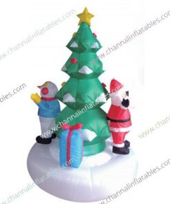 inflatable snow Christmas tree with penguin