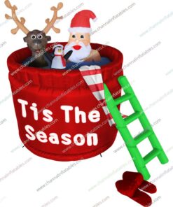 inflatable Santa enjoying hot tub