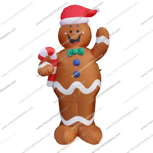 inflatable gingerbread man with candy cane