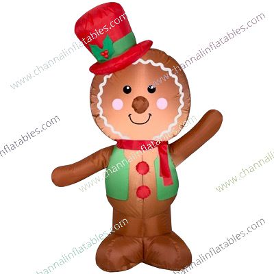 inflatable gingerbread man with top hat