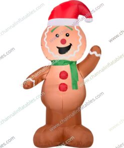 inflatable gingerbread man saying hello