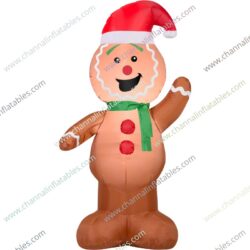inflatable gingerbread man saying hello