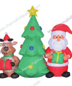 inflatable Santa reindeer with Christmas tree