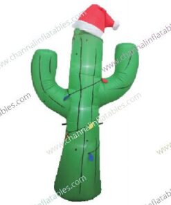 inflatable cactus with Santa hat