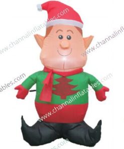 inflatable elf with Santa hat