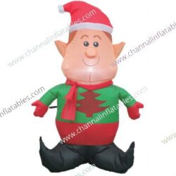 inflatable elf with Santa hat