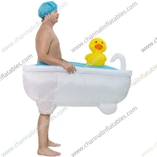 inflatable bathtub costume with yellow duck